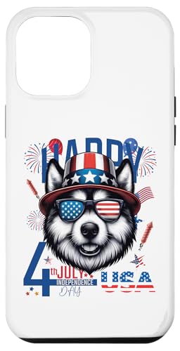 Hülle für iPhone 12 Pro Max 4. Juli Alaskan Malamute Hund Patriotischer Hut Amerikanische Flagge von Funny Animals 4th Of July Patriotic