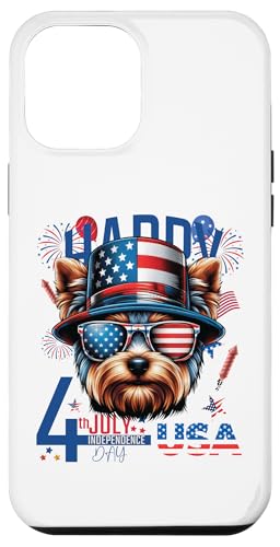 Hülle für iPhone 15 Pro Max 4. Juli Yorkshire Terrier Hund Patriotischer Hut American von Funny Animals 4th Of July Patriotic