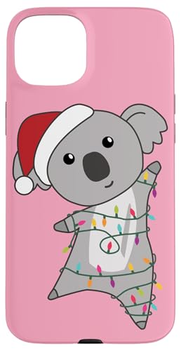 Hülle für iPhone 15 Plus Koala Weihnachts-Lichterkette mit Koalas von Funny Animals For Kawaii Christmas