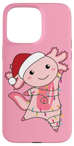 Hülle für iPhone 15 Pro Max Axolotl Weihnachts-Lichterkette Weihnachten Axolotl von Funny Animals For Kawaii Christmas