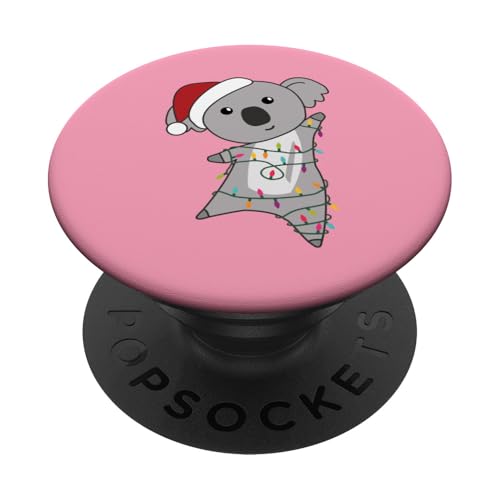 Koala Weihnachts-Lichterkette mit Koalas PopSockets Klebender PopGrip von Funny Animals For Kawaii Christmas