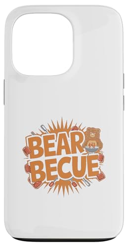 Hülle für iPhone 13 Pro Lustiges BBQ Barbecue Bear Pun Grillen Party Griller Tier von Funny Animals Pun Designs