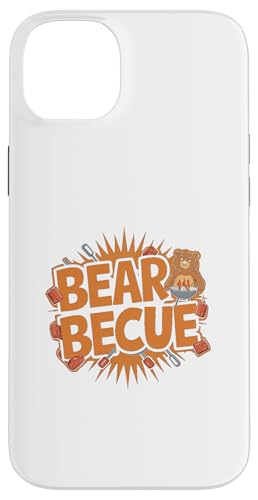 Hülle für iPhone 14 Plus Lustiges BBQ Barbecue Bear Pun Grillen Party Griller Tier von Funny Animals Pun Designs