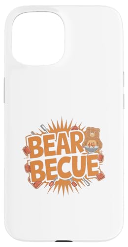 Hülle für iPhone 15 Lustiges BBQ Barbecue Bear Pun Grillen Party Griller Tier von Funny Animals Pun Designs