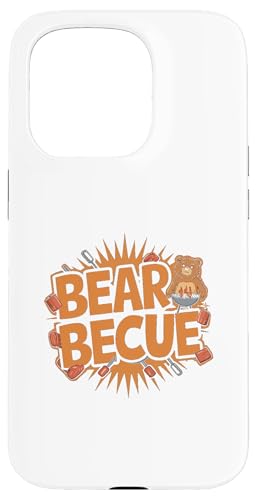 Hülle für iPhone 15 Pro Lustiges BBQ Barbecue Bear Pun Grillen Party Griller Tier von Funny Animals Pun Designs