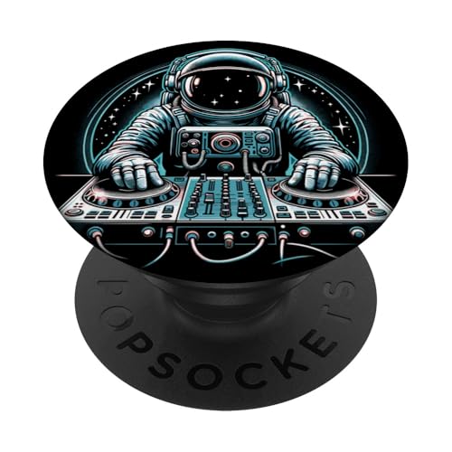 Astronaut DJ Plattenspieler Weltraum Party EDM Elektro Musik PopSockets mit austauschbarem PopGrip von Funny Astronaut Space Apparel