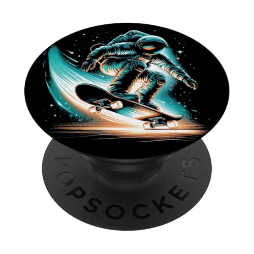 Astronaut Skateboard Weltraum Skater Skateboarding PopSockets mit austauschbarem PopGrip von Funny Astronaut Space Apparel