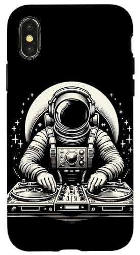 Hülle für iPhone X/XS Astronaut DJ Plattenspieler Weltraum Party EDM Elektro Musik von Funny Astronaut Space Apparel