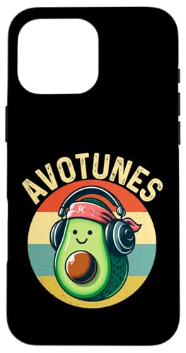 Hülle für iPhone 16 Pro Max DJ-Avocado mit Kopfhörern für Männer, Jungen, Frauen, Kinder von Funny Avocado Gifts For Men Women Kids