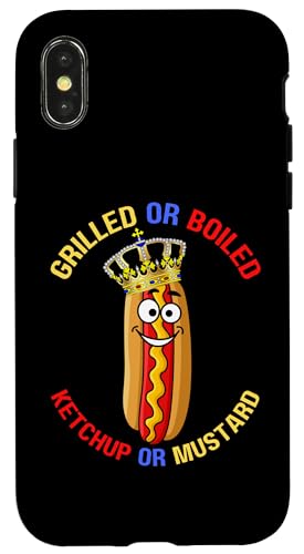 Hülle für iPhone X/XS Lustiger Hotdog King gegrillter gekochter Ketchup Senf BBQ Hotdogs von Funny BBQ Cookout Food Family Reunion Matching Fun