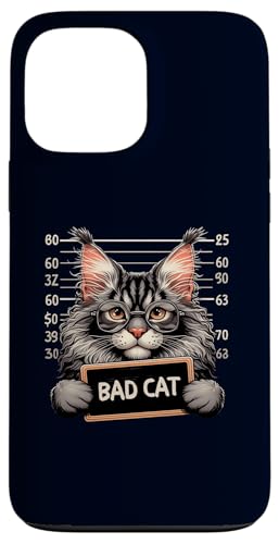 Hülle für iPhone 13 Pro Max Mugshot Maine Coon Schild Bad Cat Funny Humor & Cats Lover von Funny Bad Cat Humor Shirt Maine Coon Owner Gift