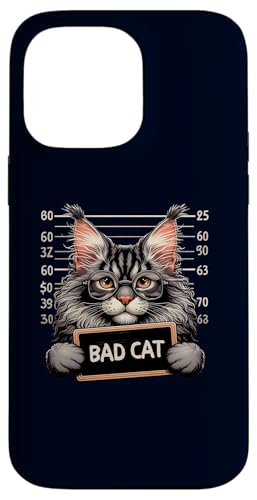 Hülle für iPhone 14 Pro Max Mugshot Maine Coon Schild Bad Cat Funny Humor & Cats Lover von Funny Bad Cat Humor Shirt Maine Coon Owner Gift