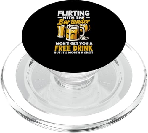 Flirting With The Bartender Funny Barkeeper Worth A Shot PopSockets PopGrip für MagSafe von Funny Bartender Bartending Apparel & Gifts