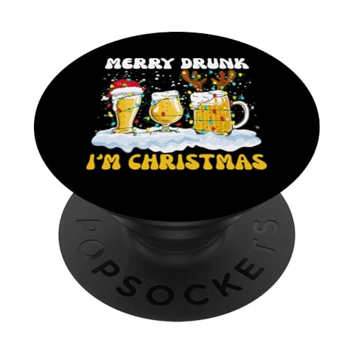 Lustiger Weihnachtstrinker Spruch PopSockets Klebender PopGrip von Funny Beer Christmas Drinking Xmas Pajama