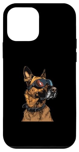 Hülle für iPhone 12 mini Belgischer Malinois mit Schutzbrille für Hunderassen von Funny Belgian Malinois Dog Graphics Co.