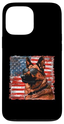 Hülle für iPhone 13 Pro Max Belgische Malinois Patriotische US-Flagge Hunderasse Grafik von Funny Belgian Malinois Dog Graphics Co.