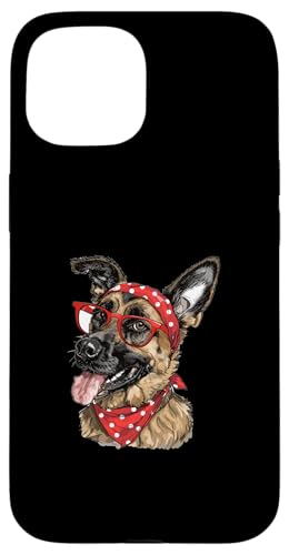 Hülle für iPhone 15 Belgisches Malinois Mom Bandana Hunderasse Grafik von Funny Belgian Malinois Dog Graphics Co.