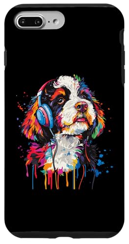 Hülle für iPhone 7 Plus/8 Plus Bernedoodle Pop Art trägt Kopfhörer Lustig Bernedoodle von Funny Bernedoodle Lover Designs