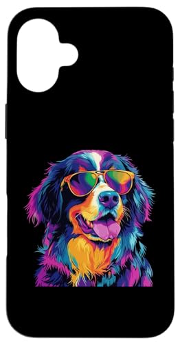 Hülle für iPhone 16 Plus Berner Sennenhund Sonnenbrille Pop Art Lustiger Sennenhund von Funny Bernese Mountain Dog Lovers Designs