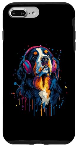 Hülle für iPhone 7 Plus/8 Plus Mountain Dog Lover Pop Art Kopfhörer Berner Sennenhund von Funny Bernese Mountain Dog Lovers Designs