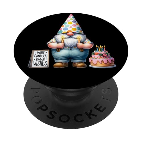 Funny Birthday Saying More Candles, Bigger Wishes Dad Gnome PopSockets Klebender PopGrip von Funny Birthday Gnomes Gifts For Women Men And Kids