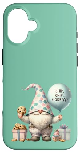 Hülle für iPhone 16 Cute Bday Gnome Boy With Birthday Cookies Chip Chip Hooray von Funny Birthday Gnomes Gifts For Women Men And Kids