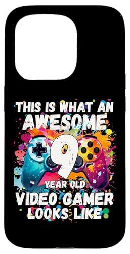 Hülle für iPhone 15 Pro So sieht ein toller 9-jähriger Videospieler aus von Funny Birthday Video Gaming Youth Apparel