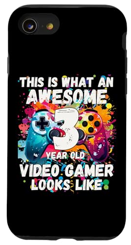 Hülle für iPhone SE (2020) / 7 / 8 So sieht ein fantastischer 3-jähriger Videospieler aus von Funny Birthday Video Gaming Youth Apparel