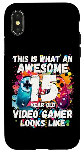 Hülle für iPhone X/XS So sieht ein fantastischer 15-jähriger Videospieler aus von Funny Birthday Video Gaming Youth Apparel