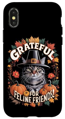 Hülle für iPhone X/XS Thanksgiving Pilgrim Katzenliebhaber dankbar für Katzenfreunde von Funny Boys Girls Men Women Thanksgiving Tees Gifts