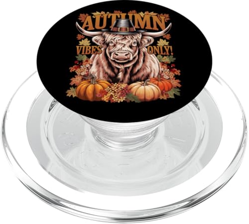 Nur Autumn Vibes Thanksgiving Highland Cow Pilgrim PopSockets PopGrip für MagSafe von Funny Boys Girls Men Women Thanksgiving Tees Gifts