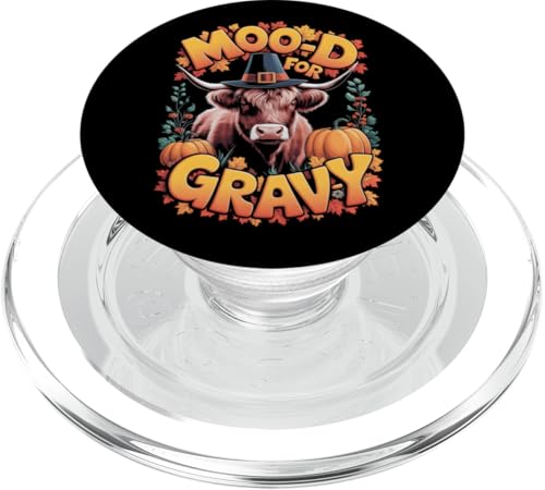 Thanksgiving Highland Cow Pilgrim Moo-D für Soße PopSockets PopGrip für MagSafe von Funny Boys Girls Men Women Thanksgiving Tees Gifts