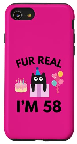 Fell Echte Katze Geburtstag 58 Jahre alt Katzenliebhaber 58. B-day Hülle für iPhone SE (2020) / 7 / 8 von Funny Cat Birthday Co