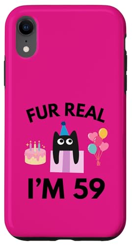 Fell Echte Katze Geburtstag 59 Jahre alt Katzenliebhaber 59. B-day Hülle für iPhone XR von Funny Cat Birthday Co