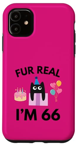 Fell Echte Katze Geburtstag 66 Jahre alt Katzenliebhaber 66. B-day Hülle für iPhone 11 von Funny Cat Birthday Co