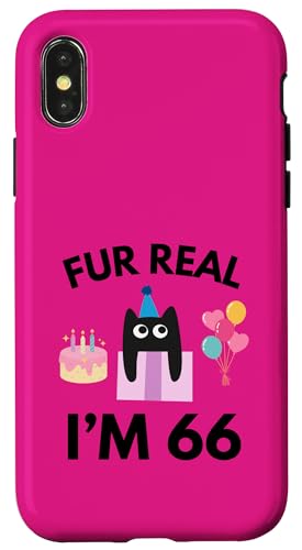 Fell Echte Katze Geburtstag 66 Jahre alt Katzenliebhaber 66. B-day Hülle für iPhone X/XS von Funny Cat Birthday Co