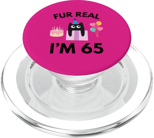 Pelz Echte Katze Geburtstag 65 Jahre alt Katzenliebhaber 65. B-day PopSockets PopGrip für MagSafe von Funny Cat Birthday Co