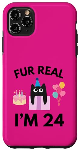 Pelz echte Katze Geburtstag 24 Jahre alt Katzenliebhaber 24. B-day Hülle für iPhone 11 Pro Max von Funny Cat Birthday Co