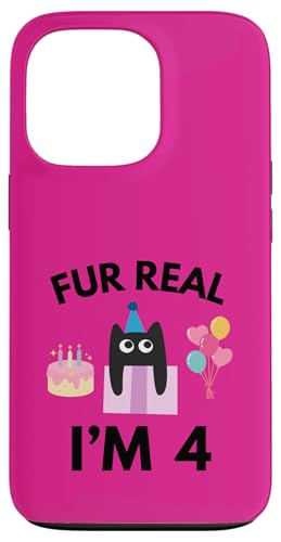 Pelz echte Katze Geburtstag 4 Jahre alt Katzenliebhaber 4. B-Tag Hülle für iPhone 13 Pro von Funny Cat Birthday Co