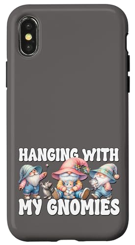 Hülle für iPhone X/XS Funny Cat Grandpa Gnomes For Cat Mom Hanging With My Gnomies von Funny Cat Lover Gnome Gifts For Women Men And Kids