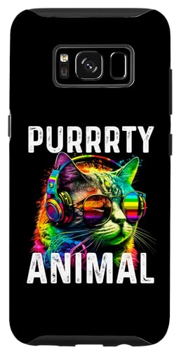 Hülle für Galaxy S8 Rainbow DJ Cat Sonnenbrille Kopfhörer für Männer Jungen Frauen Kinder von Funny Cat Lover Saying For Men Boys Women Kids