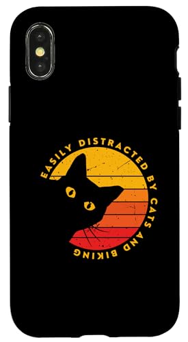 Leicht abgelenkt von Katzen und Radfahren – lustige sarkastische Katze Hülle für iPhone X/XS von Funny Cat Saying Gifts For Cat Lover