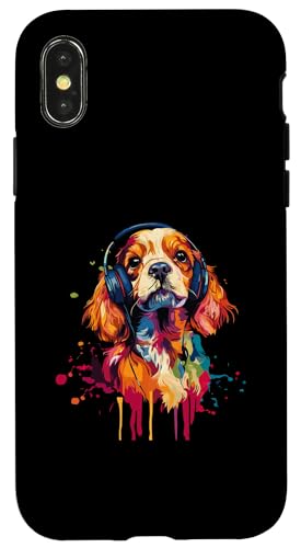 Hülle für iPhone X/XS Cavachon Lover Pop Art trägt Kopfhörer Lustiger Cavachon von Funny Cavachon Dog Lovers Designs