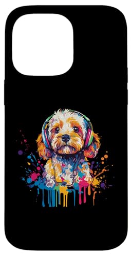 Hülle für iPhone 14 Pro Max Cavapoo Lover Pop Art trägt Kopfhörer Lustig Cavapoo von Funny Cavapoo Dog Lovers Designs