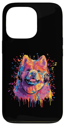 Hülle für iPhone 13 Pro Chow Chow Lovers Pop Art trägt Kopfhörer Lustiger Chow Chow von Funny Chow Chow Dog Lovers Designs