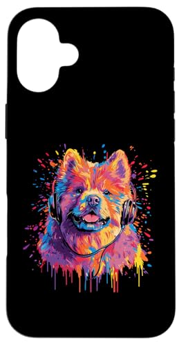 Hülle für iPhone 16 Plus Chow Chow Lovers Pop Art trägt Kopfhörer Lustiger Chow Chow von Funny Chow Chow Dog Lovers Designs