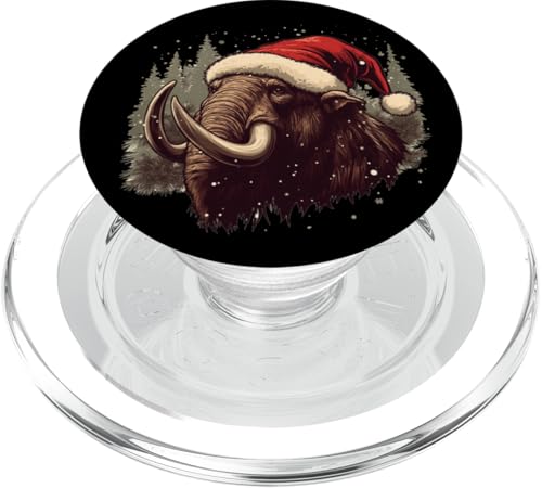 Festliches Mammut mit Weihnachtsmannmütze für Erwachsene und Kinder PopSockets PopGrip für MagSafe von Funny Christmas Mammoth