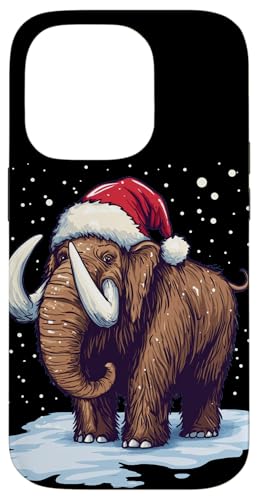 Hülle für iPhone 14 Pro Schönes Mammut mit Weihnachtsmütze für fröhliche Weihnachten von Funny Christmas Mammoth