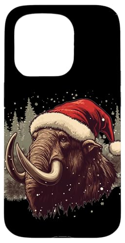 Hülle für iPhone 15 Pro Festliches Mammut mit Weihnachtsmannmütze für Erwachsene und Kinder von Funny Christmas Mammoth