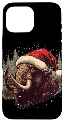 Hülle für iPhone 16 Pro Max Festliches Mammut mit Weihnachtsmannmütze für Erwachsene und Kinder von Funny Christmas Mammoth